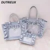 sacs à main en velours à volants pour femmes, sac à dos de dessin animé, style japonais, décontracté, élégant, portable, printemps, automne, nouveau