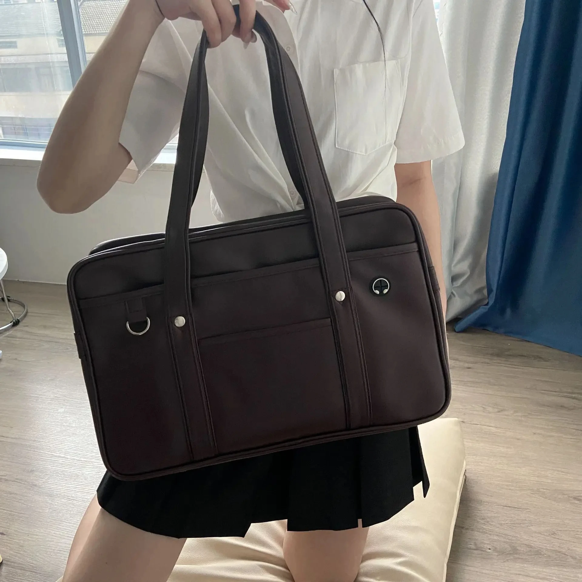 cartable en cuir pu japonais, large application, sac à main japonais, grande capacité, étanche cartable en cuir pu japonais, large application, sac à main japonais, grande capacité, étanche