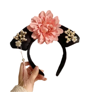 Couvre-chef traditionnel en strass de Style ancien, cerceau en tissu avec perles Hanfu, pompon, bandeau de Style chinois Antique, Festival Couvre-chef traditionnel en strass de Style ancien, cerceau en tissu avec perles Hanfu, pompon, bandeau de Style chinois Antique, Festival