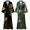 Imprimé fleur longue Kimono peignoir Robe Sexy femmes demi manches Robe de mariée chemise de nuit printemps été rayonne maison Robe vêtements de nuit