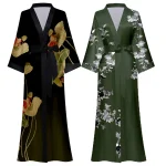 Imprimé fleur longue Kimono peignoir Robe Sexy femmes demi manches Robe de mariée chemise de nuit printemps été rayonne maison Robe vêtements de nuit Imprimé fleur longue Kimono peignoir Robe Sexy femmes demi manches Robe de mariée chemise de nuit printemps été rayonne maison Robe vêtements de nuit