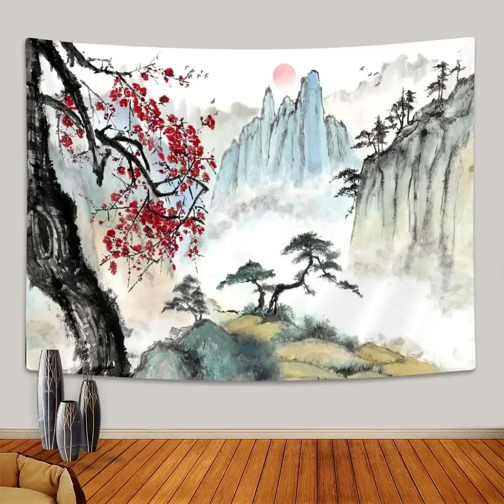 tapisserie alberoise asiatique sans fleurs, tapisserie japonaise, tapisseries de paysage naturel pour chambre à coucher, salon, décoration de maison tapisserie alberoise asiatique sans fleurs, tapisserie japonaise, tapisseries de paysage naturel pour chambre à coucher, salon, décoration de maison