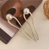 Épingles à cheveux en perles coréennes en forme de u, épingles à cheveux en métal pour femmes et filles, bâtons pour chignon, accessoires de coiffure, cadeaux, nouvelle collection