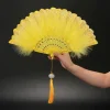 Éventail pliant en plumes, fée japonaise douce pour fille, gothique foncé, danse de cour, à main avec pendentif, cadeau, décoration de fête de mariage