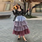 Jupes longues en Tulle à plusieurs niveaux colorées, taille élastique, jupe de fête d’anniversaire, mi-mollet, vêtements de cérémonie pour femmes, jupe longue à plusieurs niveaux Jupes longues en Tulle à plusieurs niveaux colorées, taille élastique, jupe de fête d’anniversaire, mi-mollet, vêtements de cérémonie pour femmes, jupe longue à plusieurs niveaux