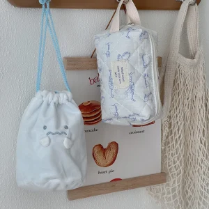 Sac à cordon de serrage de dessin animé, joli sac de papeterie japonais, sac de rangement des débris, Portable, anti-poussière, bijoux, bonbons, pochette d’emballage cadeau