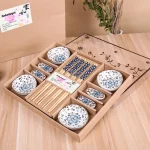 Plats à sushi en céramique sans fleur, style japonais, Sashimi, Sauce de soja, Service de vaisselle, Service de vaisselle, Coffret cadeau, 12 pièces/ensemble