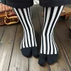 soie brillante côtelé coloré rayures verticales rétro coton peigné bout fendu femme chaussettes doux deux orteils japonais femmes tabi sox