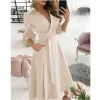 robe portefeuille à ceinture pour femme, vente chaude, coupe ample, imprimé multi motifs, adaptée aux transitions saisonnières