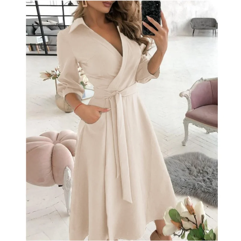 robe portefeuille à ceinture pour femme, vente chaude, coupe ample, imprimé multi motifs, adaptée aux transitions saisonnières robe portefeuille à ceinture pour femme, vente chaude, coupe ample, imprimé multi motifs, adaptée aux transitions saisonnières