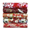 tissu kimono imprimé japonais, patchwork fait main, dessin animé, grille en coton, motif de fleurs, textile maison, 20x25cm, 5 pièces