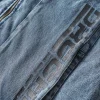 veste en jean rétro pour hommes, col montant, lettres imprimées, style japonais, automne hiver 2021, grandes poches avant, manteau ample à fermeture éclair