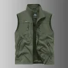 nouvelle veste à capuche de mode automne hiver, veste d'extérieur à col montant pour hommes fonctionnelle multi poches imperméable et à séchage rapide