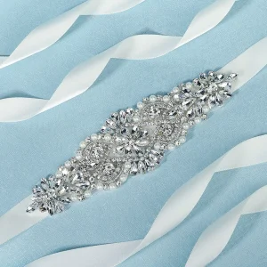 Ceinture de mariée en cristal argenté pour femmes, ceinture de robe de mariée élégante avec pierres, strass et perles, accessoires pour robes, nouvelle collection Ceinture de mariée en cristal argenté pour femmes, ceinture de robe de mariée élégante avec pierres, strass et perles, accessoires pour robes, nouvelle collection
