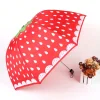 parapluie pliable à motif de fraise, ultra léger, mignon, décoratif, manuel, adapté aux étudiantes et aux femmes, 1 pièce