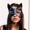 Masque en cuir PU noir, yeux Sexy pour adultes, visage de Cosplay de renard, Costumes érotiques sexuels pour femmes et hommes, masque de fête d&rsquo;halloween, jouets de Cosplay