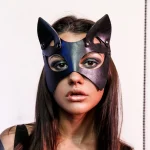 Masque en cuir PU noir, yeux Sexy pour adultes, visage de Cosplay de renard, Costumes érotiques sexuels pour femmes et hommes, masque de fête d&rsquo;halloween, jouets de Cosplay