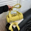 sac à main à nœud coréen pour femmes, design cylindrique, mode de luxe, sac à bandoulière simple et exquis, ceinture de verrouillage en argent, sac sous les bras haut de gamme