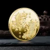 pièce commémorative chinoise fu koi, bonne chance à vous, médaille de carpe de couleur, pièce d'or et d'argent, badge artisanal en métal gaufré, cadeau