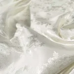 Tissu en Satin Jacquard blanc naturel élégant, 1 mètre X 1.48 mètres, matériau en Polyester doux pour écharpe, doublure de Kimono