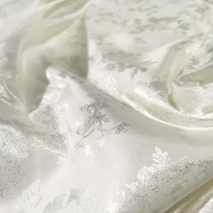 Tissu en Satin Jacquard blanc naturel élégant, 1 mètre X 1.48 mètres, matériau en Polyester doux pour écharpe, doublure de Kimono Tissu en Satin Jacquard blanc naturel élégant, 1 mètre X 1.48 mètres, matériau en Polyester doux pour écharpe, doublure de Kimono