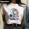 T-shirt Harajuku à manches courtes pour femmes, haut imprimé Kawaii, vêtements College mignons, col rond, mode estivale, nouveau