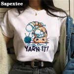 T-shirt Harajuku à manches courtes pour femmes, haut imprimé Kawaii, vêtements College mignons, col rond, mode estivale, nouveau