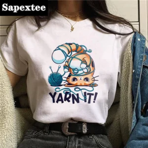 T-shirt Harajuku à manches courtes pour femmes, haut imprimé Kawaii, vêtements College mignons, col rond, mode estivale, nouveau