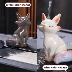 Accessoires de cérémonie du thé, nouveau renard à couleur changeante, ornements pour animaux de compagnie, maison créative, petit renard, jeu de thé, Figurines de bureau, décoration Accessoires de cérémonie du thé, nouveau renard à couleur changeante, ornements pour animaux de compagnie, maison créative, petit renard, jeu de thé, Figurines de bureau, décoration