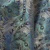 brocart de queue de paon bleu prédécoupé, tissu décoratif à motif complexe à texture luxueuse pour robes, manteaux, tissus d'ameublement de coussins
