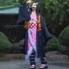 costume de cosplay anime demon slayer nezuko, embout en bambou, ensemble kimono pour filles, robe de fête de carnaval d'halloween, spectacle sur scène