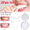 2 paires de prothèses dentaires, soins dentaires temporaires, couverture supérieure de faux dents, Snap