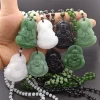 pendentif bouddha chinois naturel classique, collier en jade, bijoux de charme à la mode, amulette porte bonheur sculptée, cadeaux pour femmes et hommes