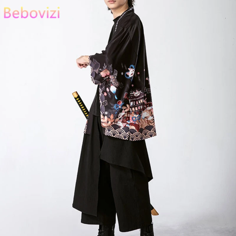 cardigan de samouraï japonais pour hommes et femmes, ample, rouge, noir, streetwear, harajuku haori, kimono cosplay, chemisier, haut yukata, nouvelle collection été 2023 cardigan de samouraï japonais pour hommes et femmes, ample, rouge, noir, streetwear, harajuku haori, kimono cosplay, chemisier, haut yukata, nouvelle collection été 2023