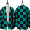 costume d'anime tanjyrou/tanjiro kamado, manteau kimono vert pour hommes adultes, cosplay