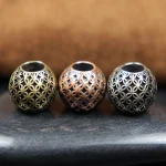Perles de couteau vintage en laiton, motif de pièce de monnaie antique chinoise, gravées, outil d&rsquo;extérieur EDC, lanière tissée en paracorde, accessoires de bricolage