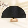Éventail pliant en bambou en soie de style chinois pour femmes, éventails noirs d'été, décoration de danse pour la maison, cadeau de fête, ornement de maison