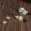 Épingle à cheveux en bois de style chinois avec pompon, épingle à cheveux fleur à enroulement, pince à cheveux élégante pour dame, accessoires pour cheveux, cadeau vintage