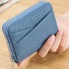 portefeuille court portable en cuir pu, japonais, plusieurs fentes pour cartes, pochette pour pièces de monnaie, fermeture éclair, couleur unie, porte carte d'orgue quotidien