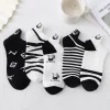 5 paires de chaussettes mignonnes en coton pour femmes et filles, chaussettes basses amusantes brodées kawai, chaussettes à la cheville, cadeaux scolaires pour filles harajuku