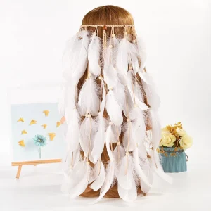 Bandeaux pour cheveux pour femmes, bandeau en plumes antidérapant, style Boho Hippie, coiffure, Style Festival, Jayaзинки для
