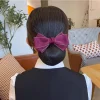 pince à cheveux avec nœud papillon en ruban élégant, style coréen, couvre chef, chignon, accessoires pour cheveux, barrette, couverture en filet pour cheveux, banque