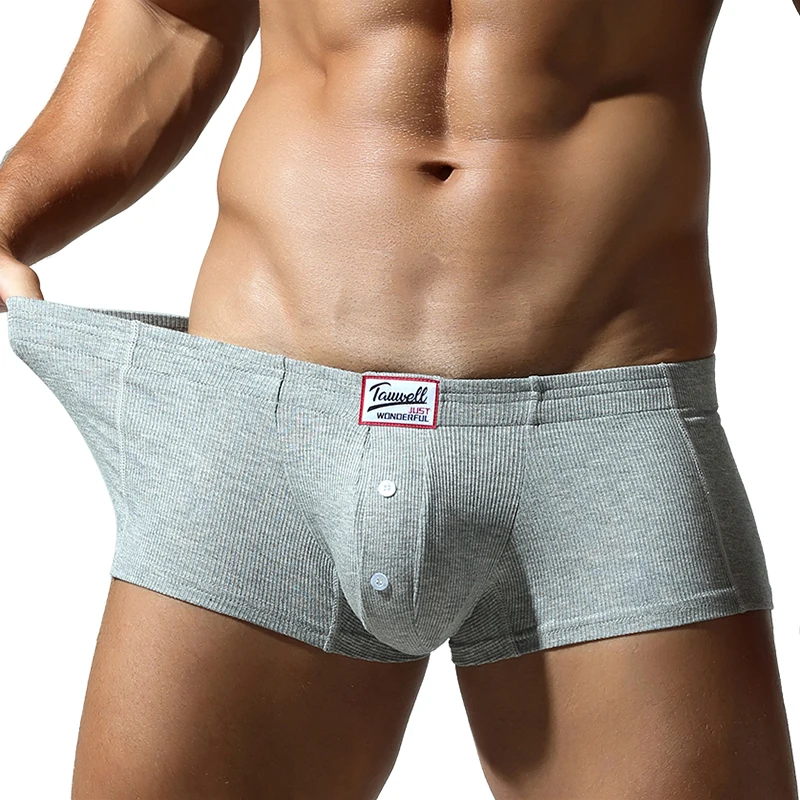 Sous-vêtements plats pour hommes, en coton synthétique, haute élasticité, surélevés, décoration de boutons, coupe slim confortable, couleur unie Sous-vêtements plats pour hommes, en coton synthétique, haute élasticité, surélevés, décoration de boutons, coupe slim confortable, couleur unie