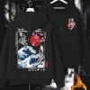 japon ukiyoe sakura & big wave kanagawa imprimer hommes femmes sweat à capuche automne hiver quotidien fitness décontracté ample chaud vêtements de sport