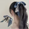 injplanchers f pince à cheveux avec nœud papillon pour filles, épingle à cheveux élégante, style coréen, ruban vertical, vêtements de sauna
