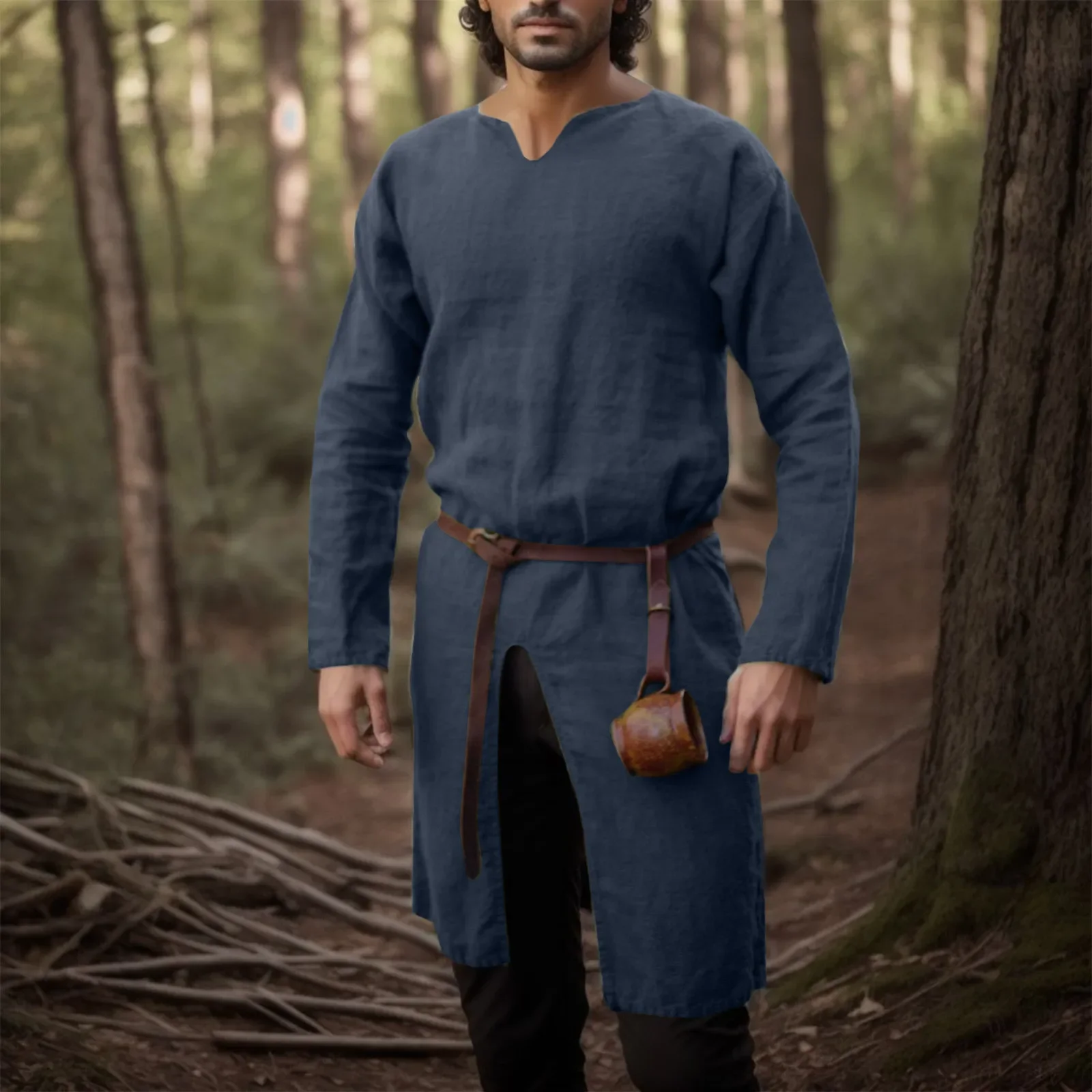 chemise en lin rétro de la renaissance médiévale, tunique longue pour hommes, vestes vintage, costumes de cosplay de chevalier vikings pirate chemise en lin rétro de la renaissance médiévale, tunique longue pour hommes, vestes vintage, costumes de cosplay de chevalier vikings pirate