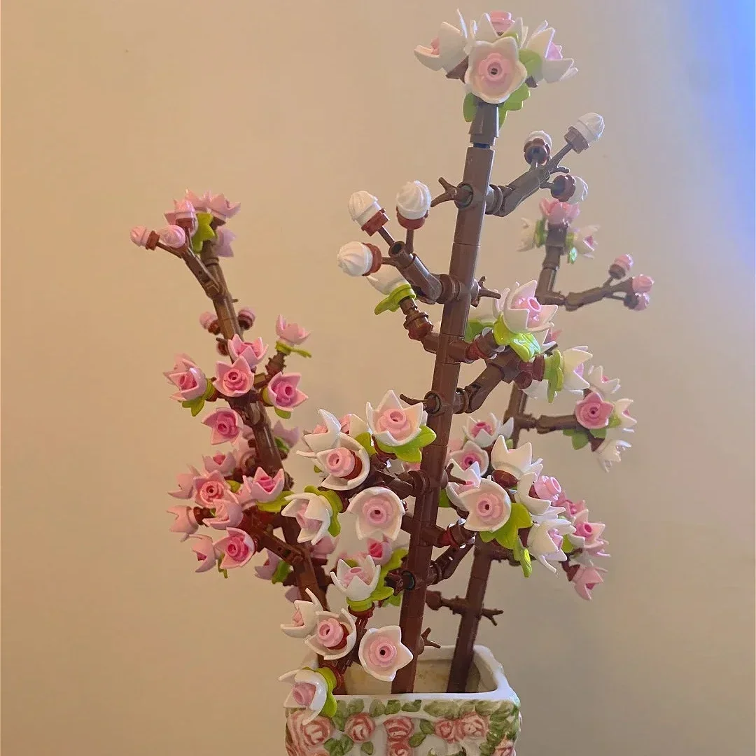 cadeau de célébration de fleurs de cerisier, motif floral constructible pour enfants créatifs, fleurs de cerisier blanches et roses, cadeaux pour filles cadeau de célébration de fleurs de cerisier, motif floral constructible pour enfants créatifs, fleurs de cerisier blanches et roses, cadeaux pour filles