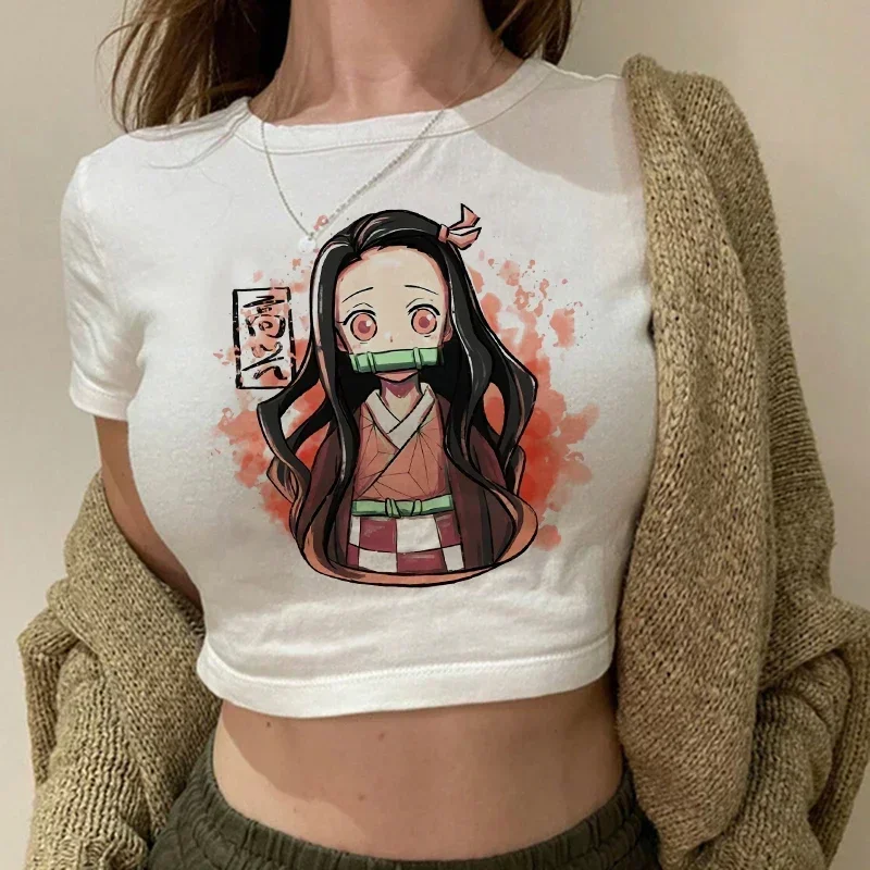camiseta de anime japonés nezuko para mujer tanjirou kamado camiseta recortada de manga femenina kimetsu no yaibatop camiseta de anime japonés nezuko para mujer tanjirou kamado camiseta recortada de manga femenina kimetsu no yaibatop