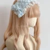 accessoires pour cheveux lolita originaux faits à la main, blanc et noir, coiffure rose bleu, bandeau en dentelle avec nœud kc