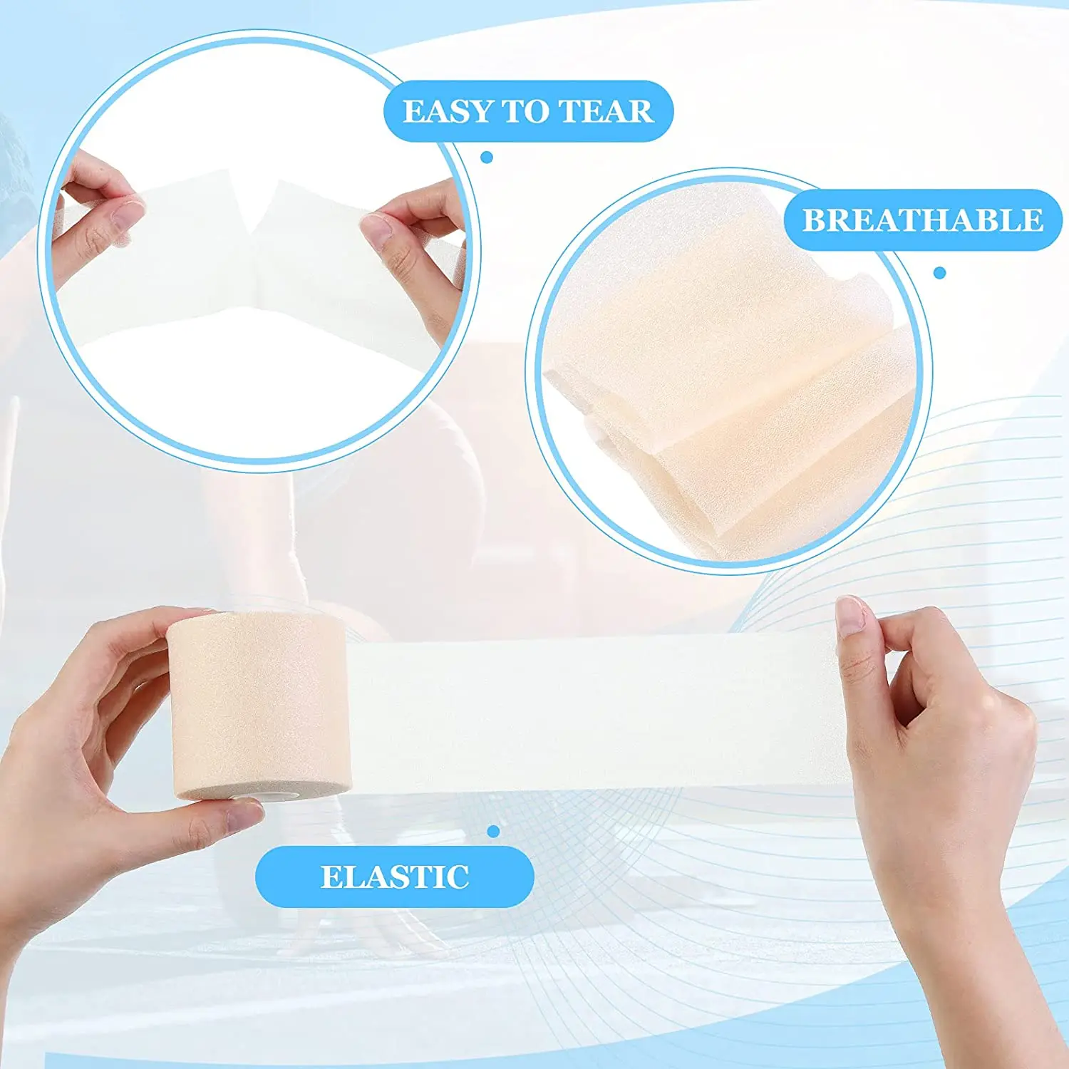 bande athlétique en mousse pré enroulée, sous vêtement de sport, bandes élastiques respirantes pour poignets, coudes, genoux, chevilles bande athlétique en mousse pré enroulée, sous vêtement de sport, bandes élastiques respirantes pour poignets, coudes, genoux, chevilles